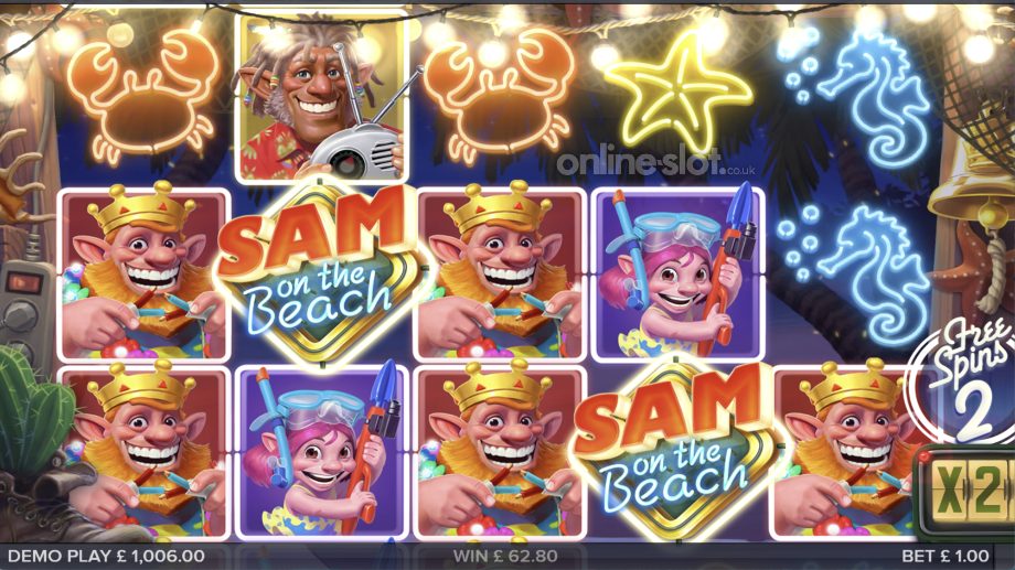 sam on the beach slot free spins bonus feature