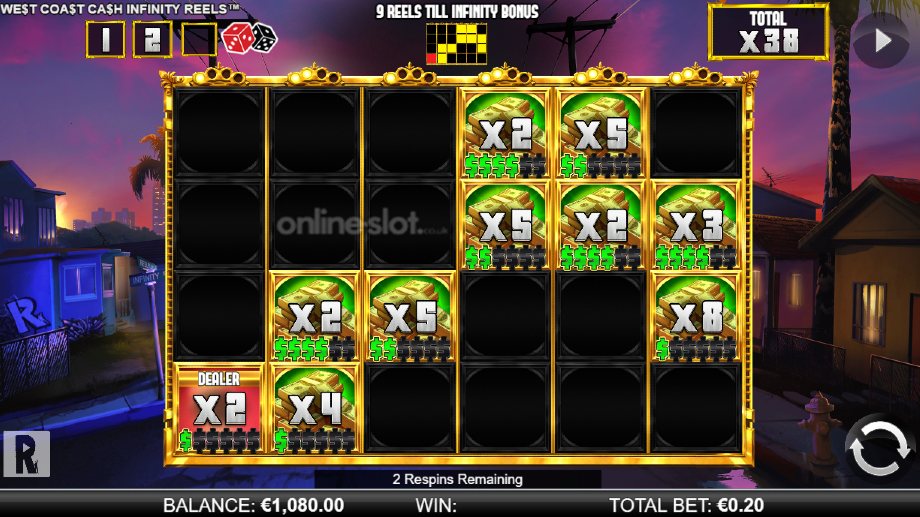 west coast cash infinity reels slot level up respins feature
