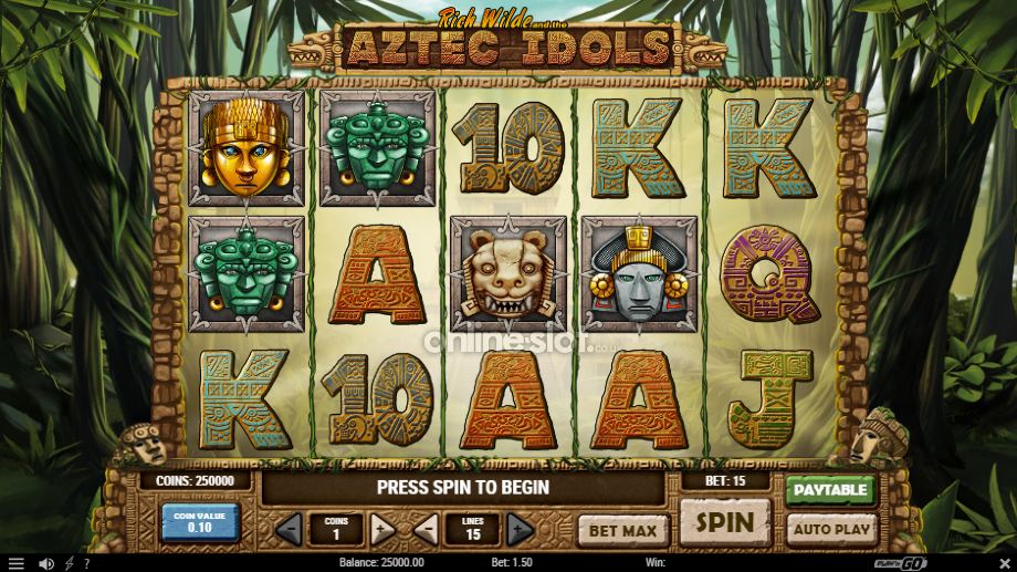 aztec idols slot base game