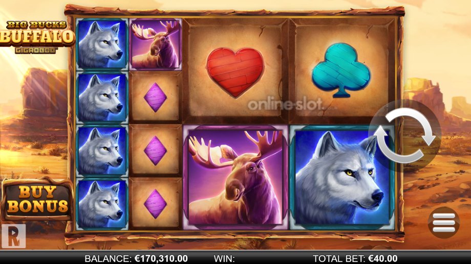 big bucks buffalo gigablox slot base game