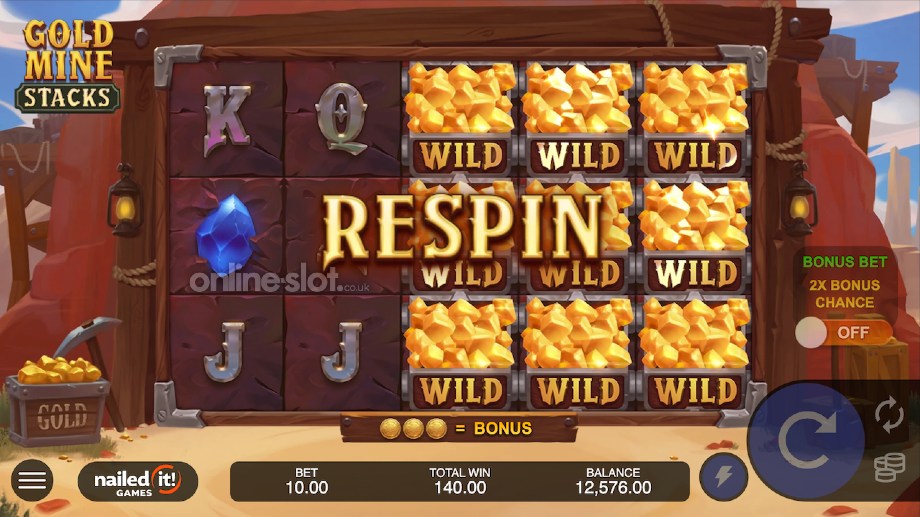 gold mine stacks slot wild stacks respins feature