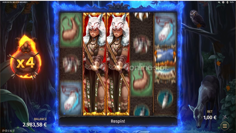 huntress wild vengeance slot free spins feature
