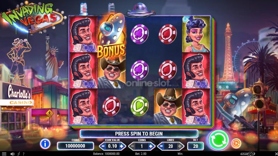 invading vegas slot base game