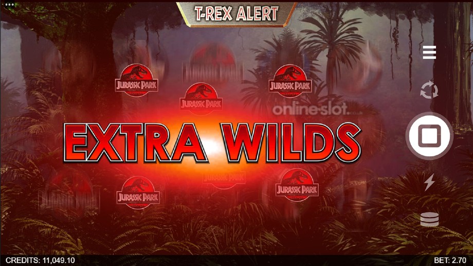jurassic park slot t rex alert feature