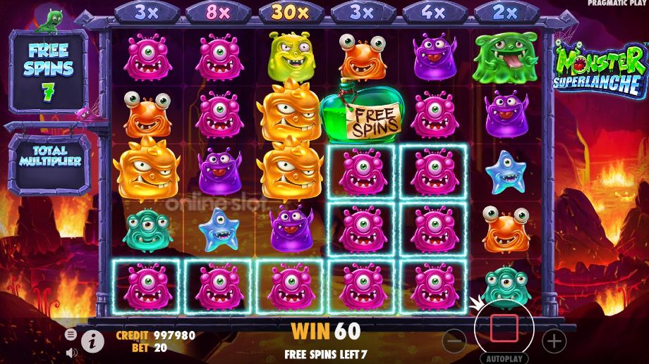 monster superlanche slot free spins feature
