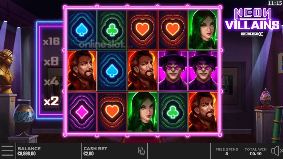 neon villains doublemax slot free spins feature