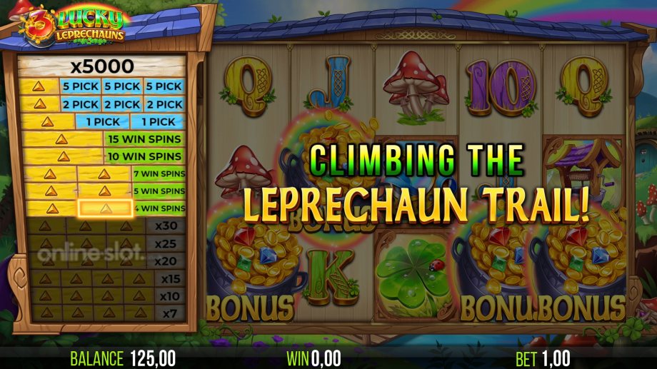 3 lucky leprechauns slot leprechaun trail feature
