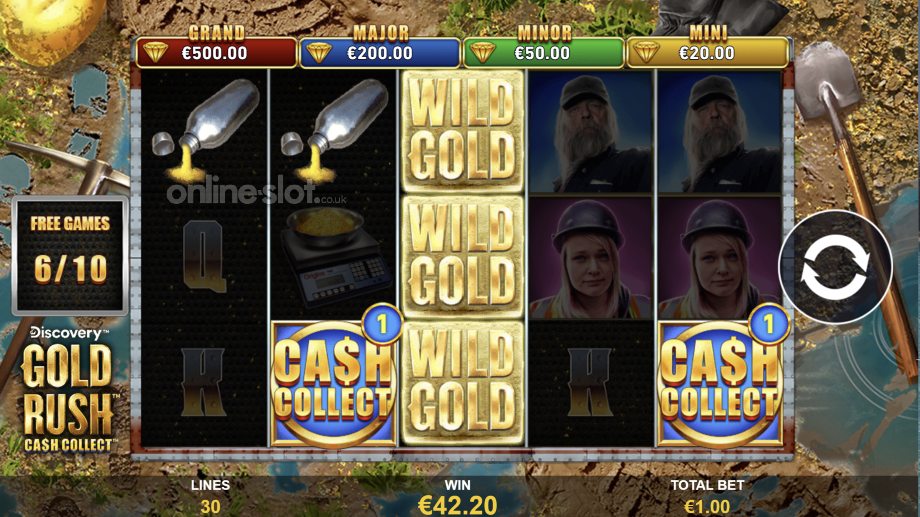 gold rush cash collect slot free games feature