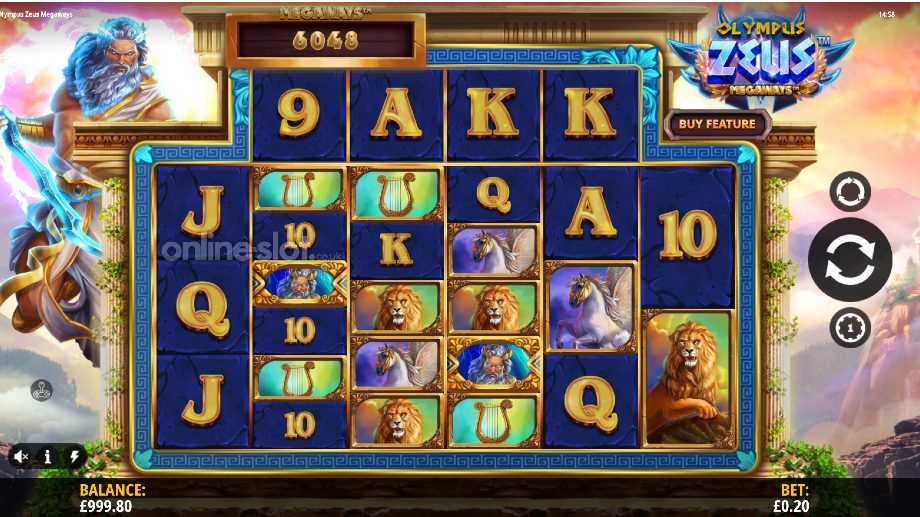 olympus zeus megaways slot base game
