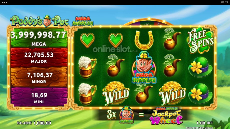 paddys pot mega moolah slot base game