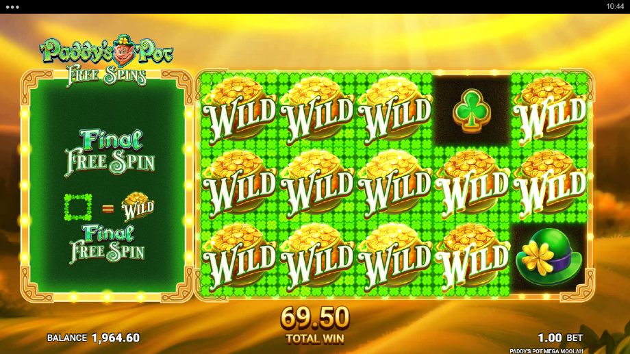 paddys pot mega moolah slot free spins feature