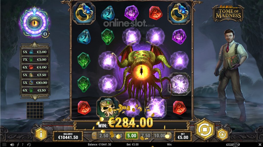 rich wilde and the tome of madness slot other world free round feature