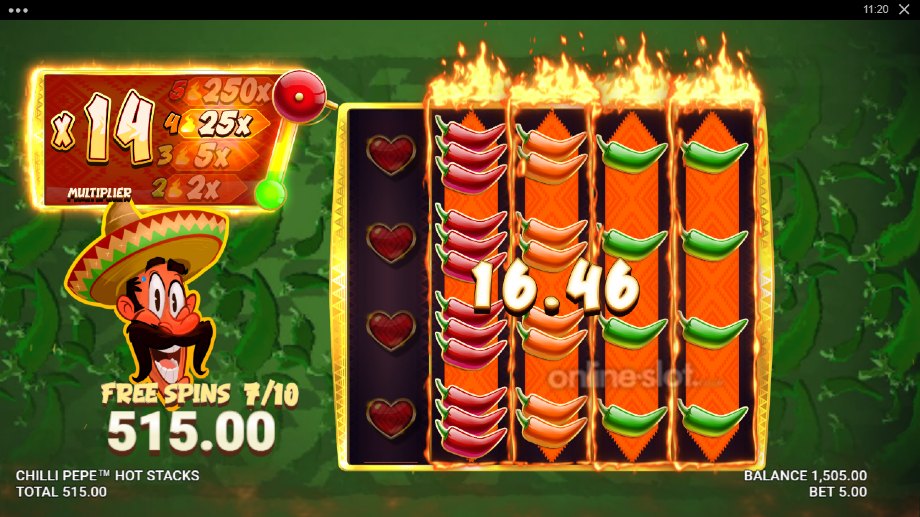 chilli pepe hot stacks slot free spins feature