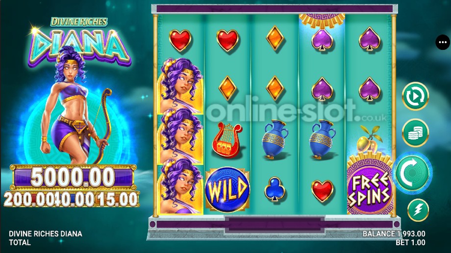 divine riches diana slot base game