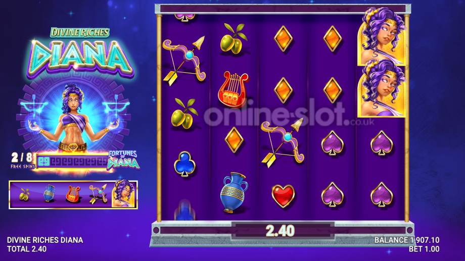 divine riches diana slot free spins