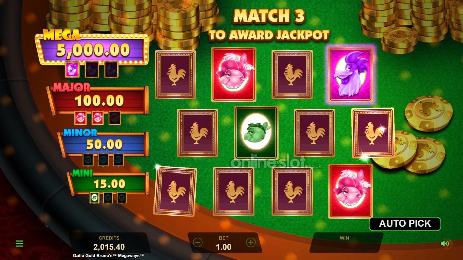 gallo gold brunos megaways slot jackpot pick game feature