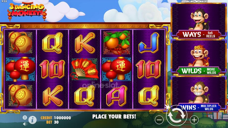 3 dancing monkeys slot base game
