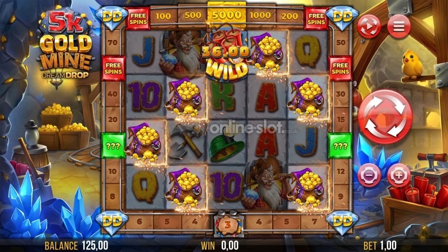 5k gold mine dream drop slot base game