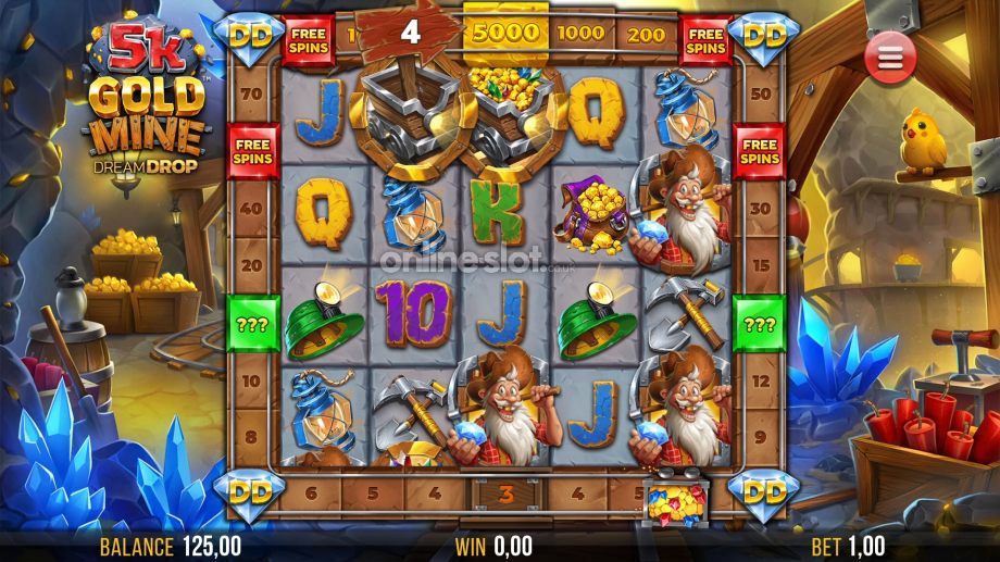 5k gold mine dream drop slot gold rush bonus feature