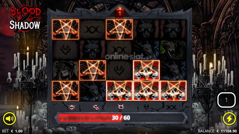 blood and shadow slot candle spins feature