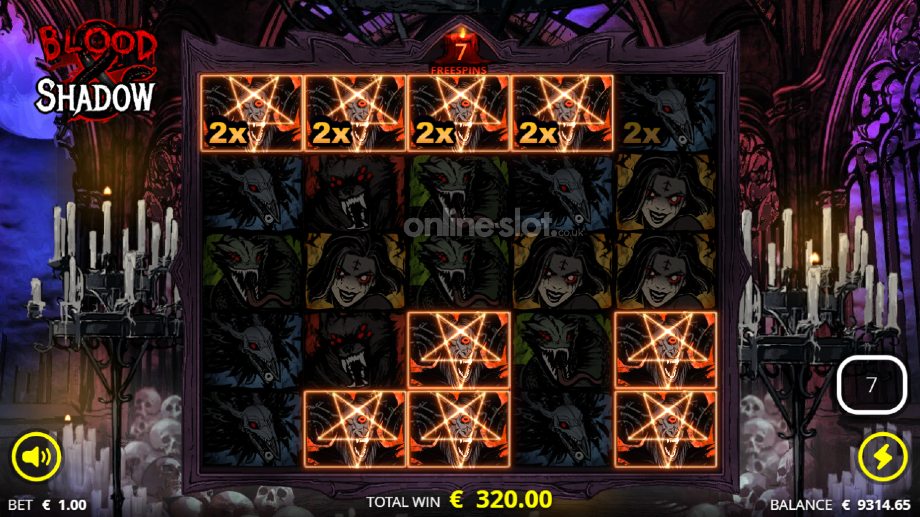 blood and shadow slot cursed spins feature