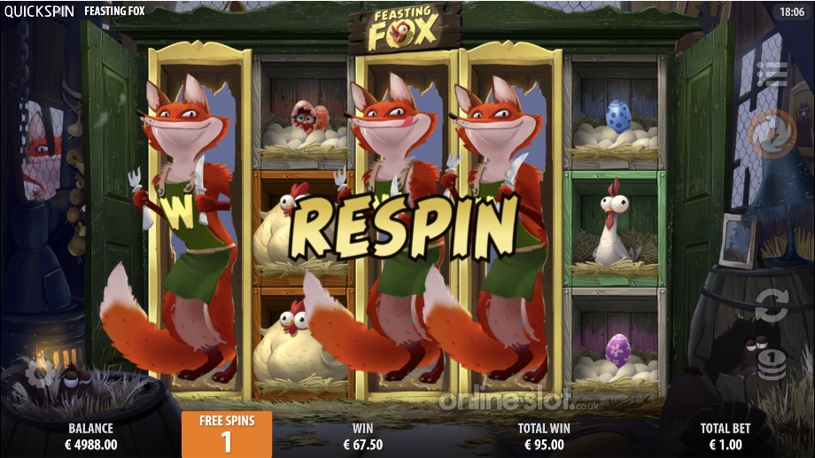 feasting fox slot chicken dinner free spins feature