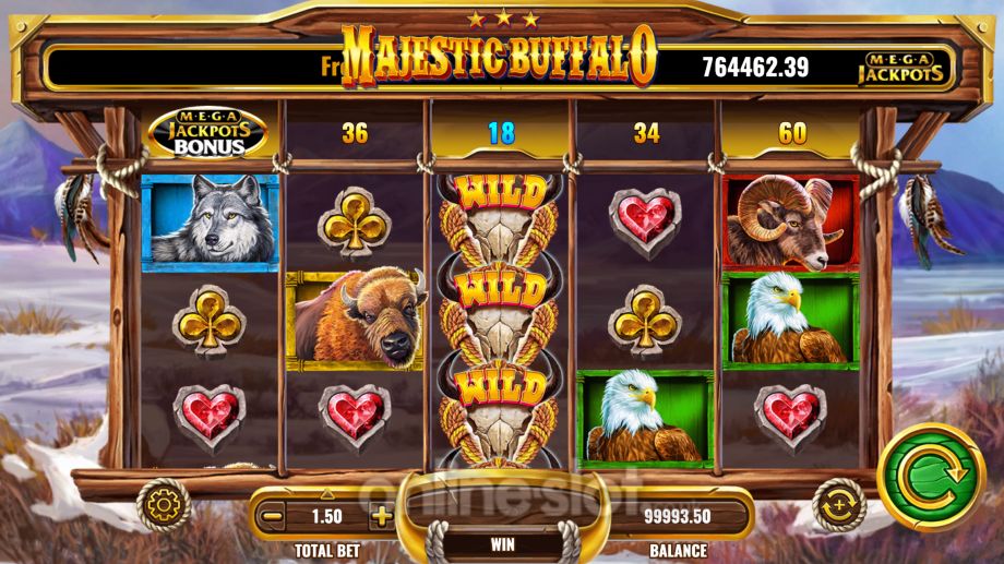 megajackpots majestic buffalo slot base game