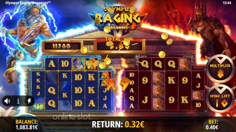 olympus raging megways slot battle free spins feature