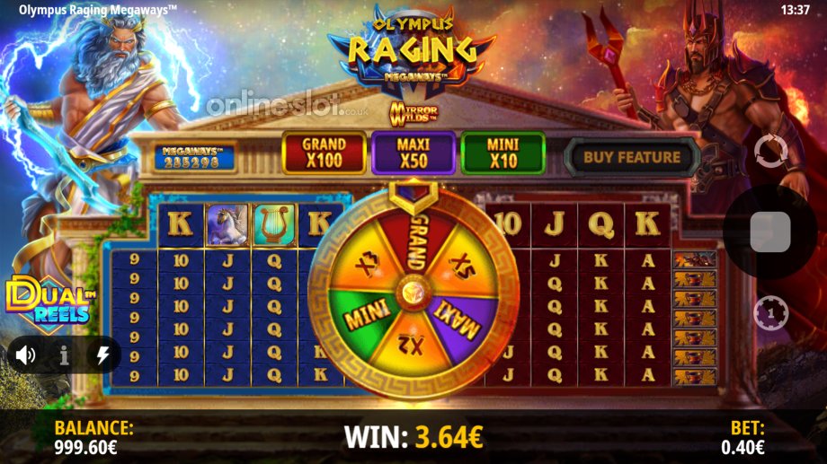 olympus raging megways slot wheel of kronos feature