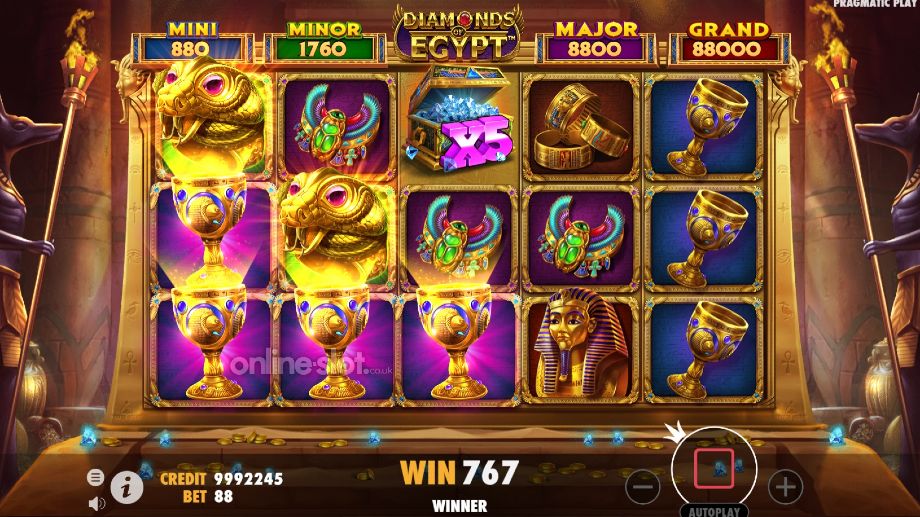diamonds of egypt slot free spins feature