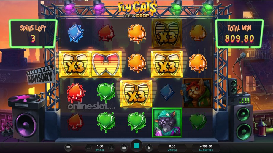 fly cats dream drop slot sticky wild free spins feature