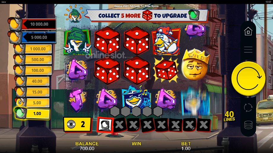 geese with attitude slot roller dice feature