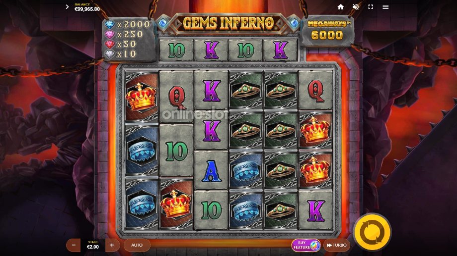 gems inferno megaways slot base game