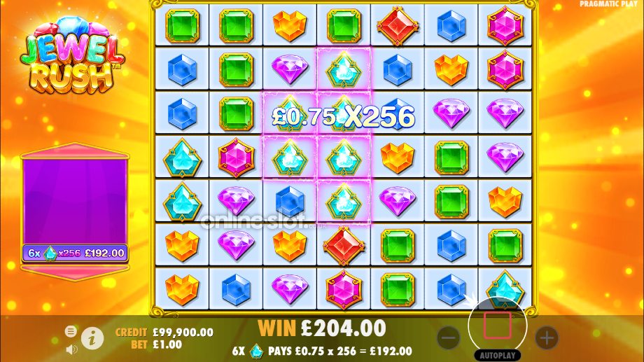 jewel rush slot free spins feature
