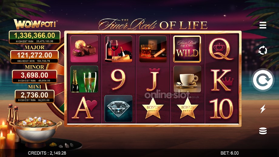 the finer reels of life wowpot slot base game