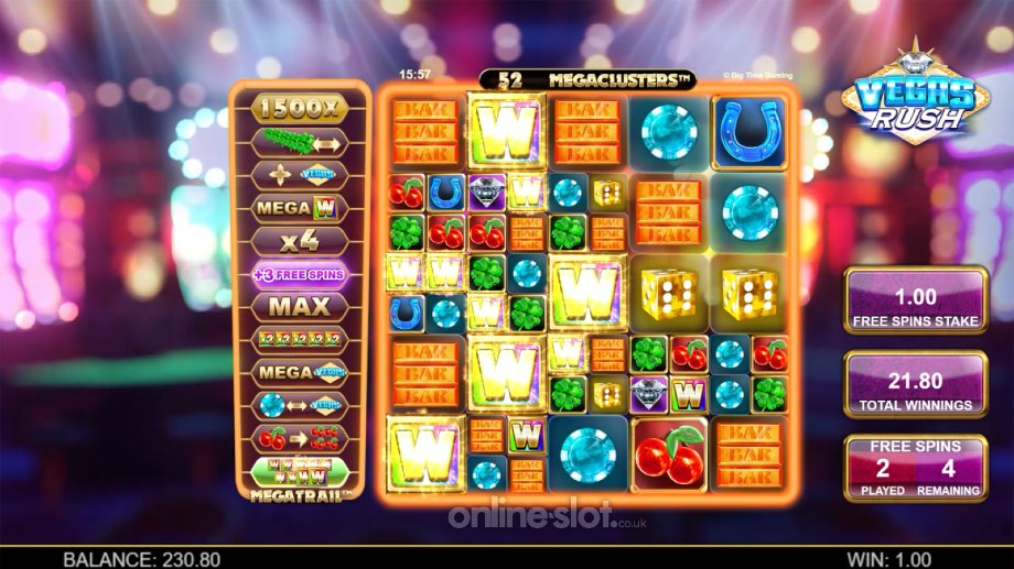 vegas rush slot free spins feature