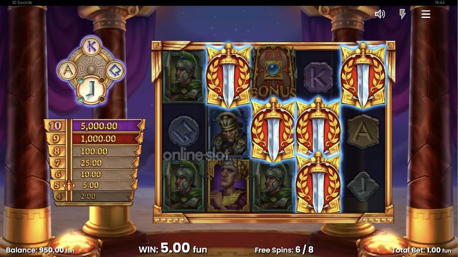 10 swords slot free spins feature