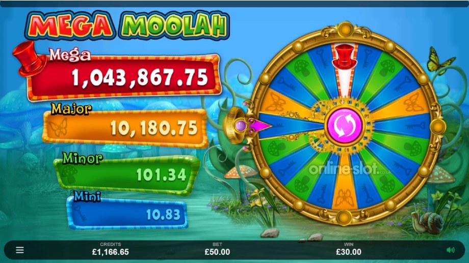 absolootly mad mega moolah slot progressive wheel feature