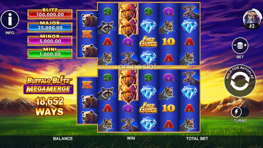 buffalo blitz mega merge slot base game