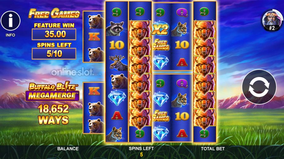 buffalo blitz mega merge slot free games feature
