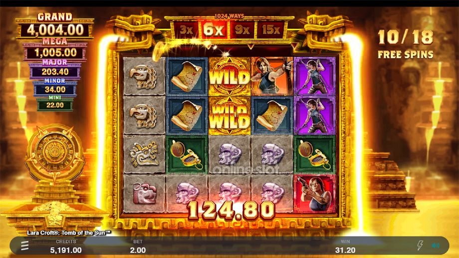 lara croft tomb of the sun slot free spins feature