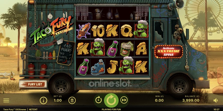 taco fury xxxtreme slot base game