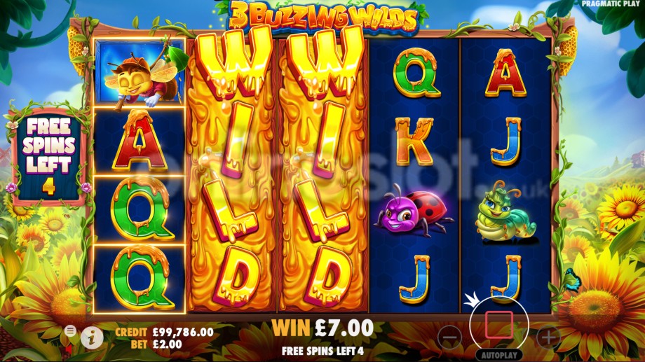 3 buzzing wilds slot free spins