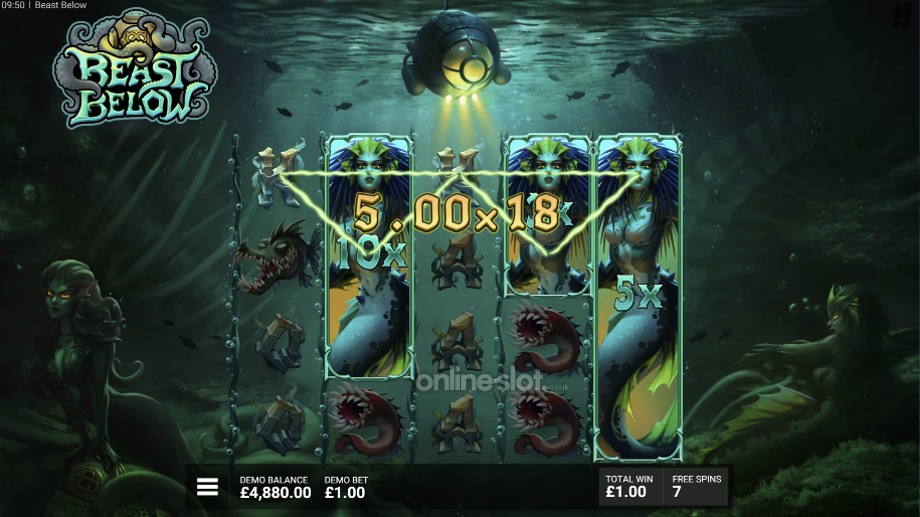 beast below slot the sirens call bonus feature