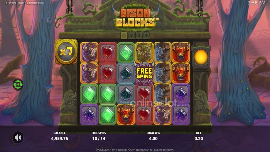 bison blocks slot free spins feature