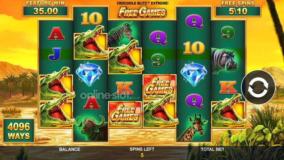 crocodile blitz xtreme slot free spins feature