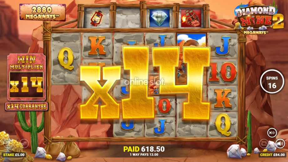 diamond mine 2 megaways slot gold spins feature