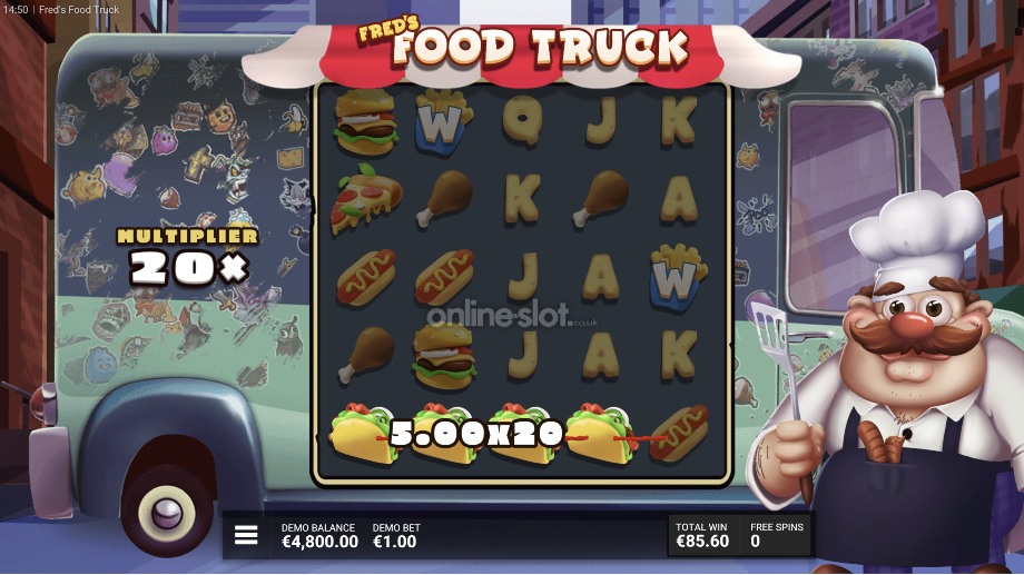 freds food truck slot free spins feature