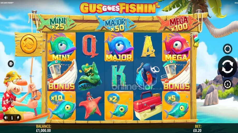 gus goes fishin slot base game