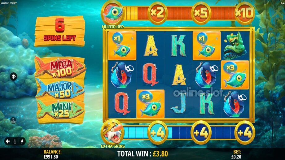 gus goes fishin slot free spins feature